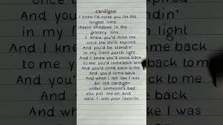 Taylor Swift  Cardigan Lyrics REQUESTED taylorswift lyrics shorts shortsfeed fyp [upl. by Cerys]