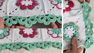 Crohet Border Video Tutorial Easy Crochet Border Edging for Blankets Crochet Edging for Shawls [upl. by Sesylu]