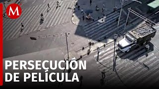 Persecución de película en CdMx conductor intentó evadir un bloqueo y a la autoridad [upl. by Alaik]