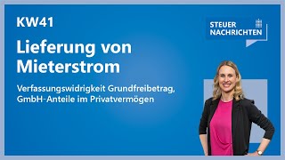 Mieterstrom Verfassungswidrigkeit Grundfreibetrag GmbHAnteile  Steuernachrichten Update 4124 [upl. by Luhem]