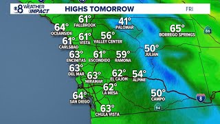 Cold and wet weather in San Diego County could bring snow to mountains over weekend [upl. by Eerpud]