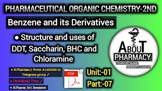 Structure and uses of DDT SaccharinBHC and Chloramine  Organic Chemistry 2nd  BPharm  Unit01 [upl. by Eidnarb]