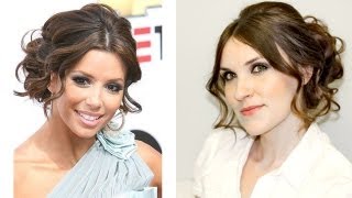 Peinado Inspirado en Eva Longoria recogido con plancha para boda [upl. by Anahsirk960]