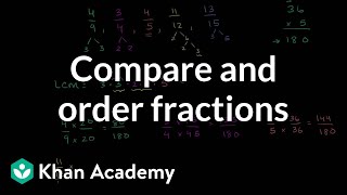 Comparing and ordering fractions  Fractions  PreAlgebra  Khan Academy [upl. by Mackenzie]