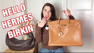 HERMES Birkin Courchevel 40 Bag Review First Impressions What Fits and Mod Shots [upl. by Adorl239]