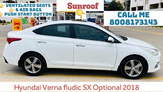 Hyundai Verna fludic SX Optional 2018 For Sale Haniya Car Decors Guntur [upl. by Nevets]