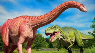 Ultimate Dinosaur Toy Battle Brachiosaurus vs Giant TRex – ActionPacked in Realistic Nature [upl. by Ecneps]