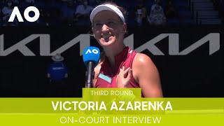 Victoria Azarenka OnCourt Interview 3R  Australian Open 2022 [upl. by Auginahs]