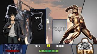 Eren vs Reiner  Power Level Showdown Attack on Titan 2024 [upl. by Irem]