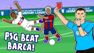 😲BARCA OUT😲 Barcelona vs PSG 14 Araujo Red Card Dembele Champions League Goals Highlights 2024 [upl. by Laurita]