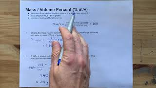 Calculate mv MassVolume Percent  2 Examples [upl. by Asetal]