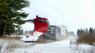 RAILREEL Awesome Snow Plow Run Ontario Southland Railway OSRX 6508 1401 FP9s Feb 3 2015 [upl. by Magena]