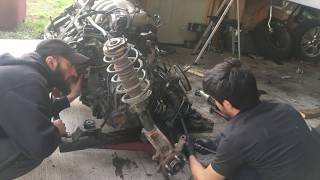 Time lapse  Jaguar X type 2002 Subframeengine removal and installation [upl. by Spense223]