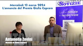 Annunciato il 1° Premio Giulia Capraro le parole di Antonella Zevini quotPer salvare altre vitequot [upl. by Nahtanod637]