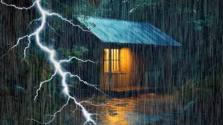 🔴 Sleep Instantly with Heavy Rain amp Very Strong Thunder on Tin Roof  Peaceful Night Rain Sounds [upl. by Arrahs]