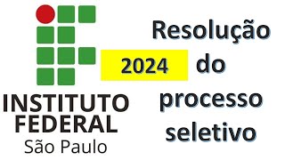 Gabarito do Instituto Federal de São Paulo IFSP 2024 [upl. by Cerell]