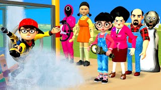 Scary Teacher 3D vs Squid Game Unlock Valve Glass Tank Nick Miss T vs 4 Neighbor 5 Times Challenge [upl. by Luapnaes]