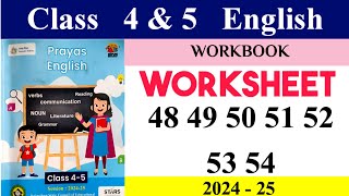 Worksheet 48 49 50 51 52 53 54 Class 4 5 English Workbook  Kaksha 4 5 English Worksheet 48 to 54 [upl. by Feune]