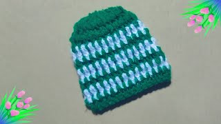 how to make crochet baby cap 🧢 woolen cap design crochet baby hat  topi banane ka tarika  beanie [upl. by Yadnil]