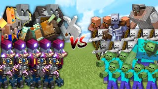 MINECRAFT RAIDS vs ALL MOBS in Minecraft Mob Battle [upl. by Cherry]