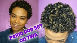 PERM ROD SET on TWA  Type 4 Natural Hair [upl. by Ahsikar]