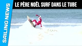 Surf  Le Père Noël surfe dans le tube à La Gravière Hossegor [upl. by Melcher]