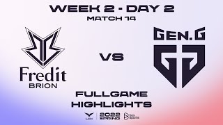 BRO vs GEN Highlights ALL GAMES LCK Spring Split 2022  W2D2  Fredit BRION vs GenG [upl. by Cohlier]