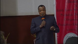 LE PRESIDENT DENIS SASSOUNGUESSO PARLE AU SYMPOSIUM EDITH LUCIE BONGO ONDIMBA [upl. by Erodasi]