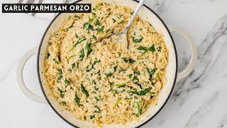 Garlic Parmesan Orzo With Spinach [upl. by Arayc270]