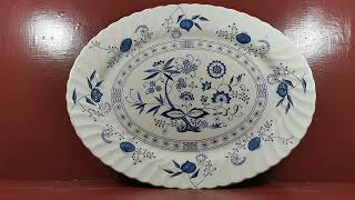 Vintage Johnson Brothers Blue Nordic China Ironstone platter [upl. by Acirtap]