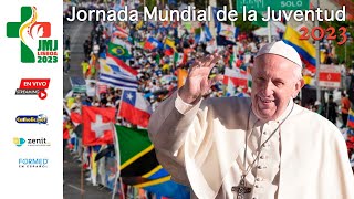 🇵🇹 Vigilia con los jóvenes de la JMJ 2023 en el Parque Tejo Lisboa Portugal [upl. by Elehcim]