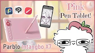 Parblo Intangbo X7 ☆ Drawing Tablet for PC and Mobile  UNBOXING amp REVIEW  🍑✨ [upl. by Dnaleel]