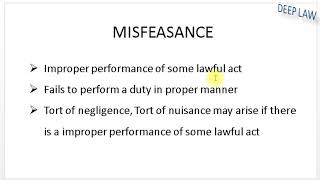 Law of torts  Malfeasance Misfeasance and Nonfeasance [upl. by Cormac]