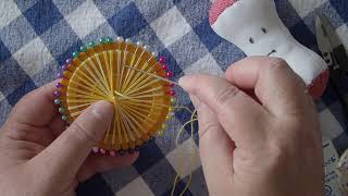 06 Teneriffe Lace how to warp a loom with pins or teeth [upl. by Boykins644]