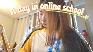 A day in my life of online school quarantine VLOG [upl. by Hgielhsa298]