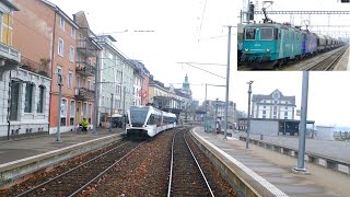 ★ 🇨🇭St Margrethen  Romanshorn  Koblenz CH  Basel cab ride 112018 Führerstandsmitfahrt [upl. by Malha873]