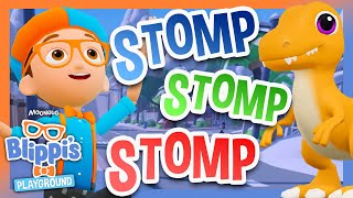 Blippi Dino Dance Stomp Stomp Stomp Dinosaur Roblox Songs [upl. by Dronski]