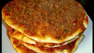 Türkische PizzaTürkische Rezepte Ev yapimi Lahmacun tarifi [upl. by Charmane87]