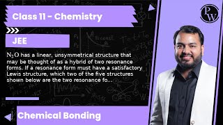 N2O has a linear unsymmetrical structure that may be thought of as a hybrid of two resonance fo [upl. by Oigolue]