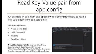 Reading a keyvalue pair from appconfig file in Selenium and SpecFlow  Part 3 [upl. by Seaman453]