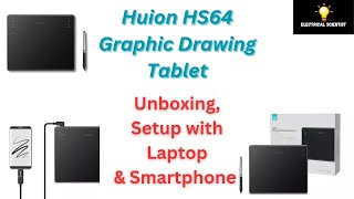 HUION HS64 Graphics Drawing Tablet  Unboxing Setup with PC amp Mobile Review How to use pentablet [upl. by Bromleigh495]