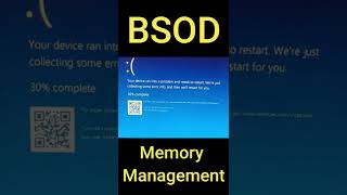 BSOD  Memory Management shorts youtubeshorts shortvideo [upl. by Loseff622]