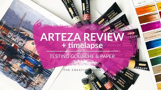 REVIEW  ARTEZA Gouache amp Watercolour Paper  Timelapse [upl. by Owain]