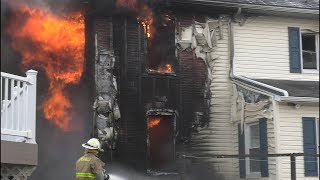 Arrival Video Firefighters battle this fully involved house fire [upl. by Holder]