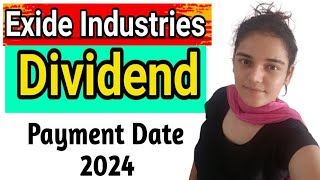 Exide Dividend Payment Date 2024  Dividend Payment Date Exide [upl. by Mert217]