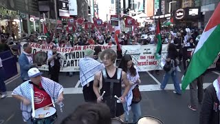 ProPalestinian protest staged in New York ahead of one year anniversary of IsraelHamas war [upl. by Henn]