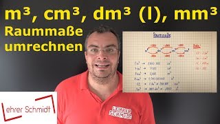 Maßeinheiten umrechnen  Raummaße  m³ dm³ cm³ mm³ und Liter  Lehrerschmidt  einfach erklärt [upl. by Buseck905]