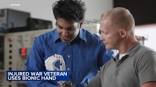 Bionic hand helps retired injured war veteran feel what he touches [upl. by Innad]