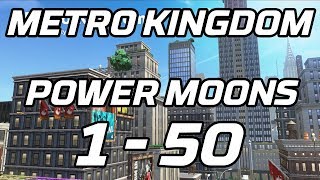 Super Mario Odyssey Metro Kingdom Power Moons 1  50 Guide New Donk City [upl. by Nairbal]