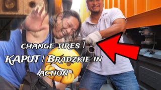 PE97 KAPUT  CHANGE TYRES  FILIPINY EUROPE TRUCKER pinoyineurope ofw pinoydriver [upl. by Jerrol569]